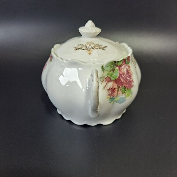 Heinrich Lidded Sugar Bowl H&C Bavaria Germany Floral Design - Picture 6 of 15